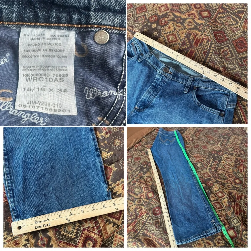 Wrangler Cash Waist Bootcut Blue Riding Jeans Womens Sz 15/16 × 34 Cowgirl Cut - Picture 10 of 10